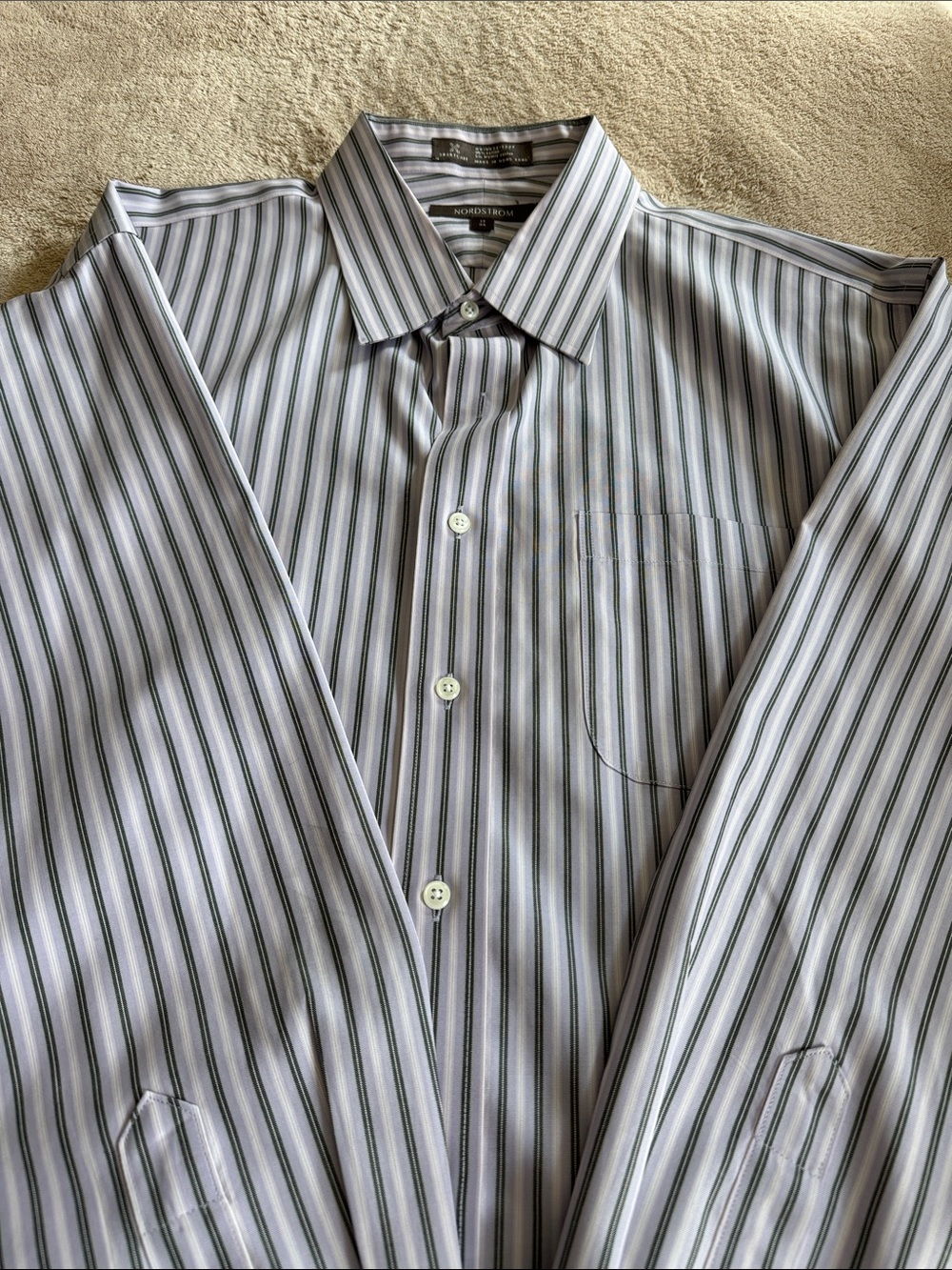 Nordstrom Men’s Gray and White Striped Dress Shirt
